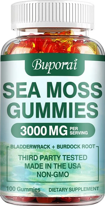 바다 이끼 구미 3000mg - 아일랜드 바다 이끼 블래더랙 우엉 - 갑상선 지원, 1개, 60정 - 쿠팡