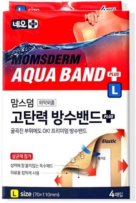 네오메디제약 맘스덤 고탄력 방수밴드 L대형 4매입, 1개