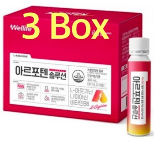 대상 아르포텐 솔루션 28병 x 3박스 12주분 식약처 인정 L 아르기닌 혈액순환 혈행개선, 30ml, 84개