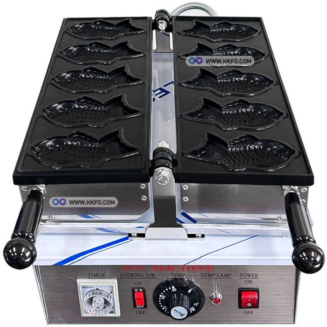 한국기계MC 업소용 국내산 전기식 크로와상 기름받이 세트 큰붕어빵기계 5p (+반죽5kg 팥앙금3kg 무료증정이벤트), 전기식 크로와상 큰붕어빵기계 1구 5p