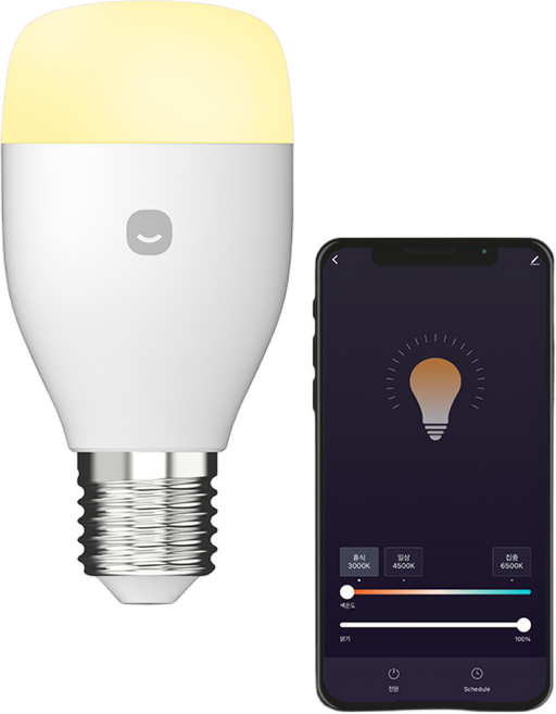 헤이홈 스마트 전구 밝기조절 스마트폰 원격제어, 1개, 주백색