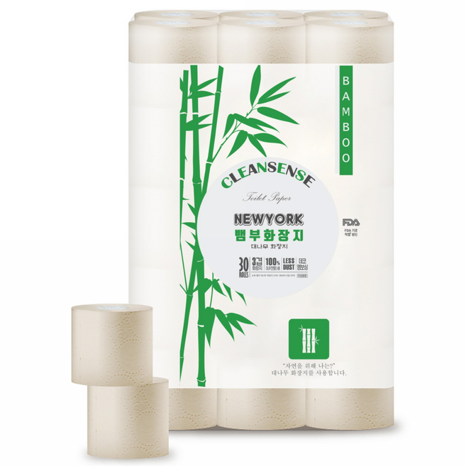 크린센스 뱀부 대나무 화장지 3겹x30롤x1팩, 1개, 30개입