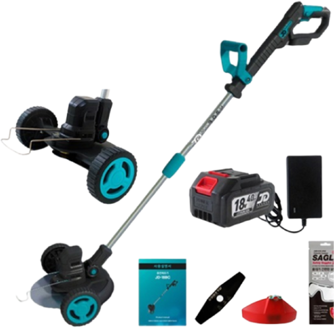 제이디가든 JD-18BC 예초기 무선 충전식 배터리 세트 바퀴장착 길이조절 가능 마끼다 배터리 호환, 1개