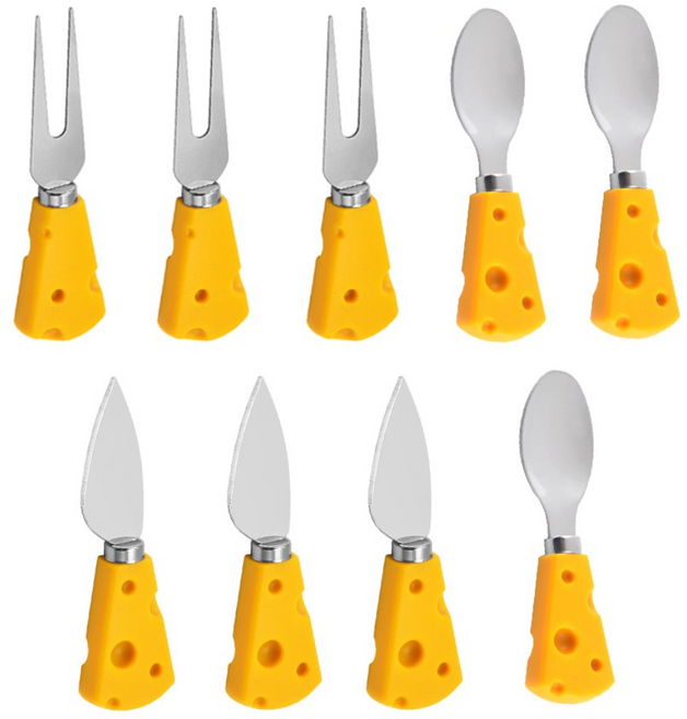 엘리스블루 귀여운 치즈모양 티스푼 포크 버터나이프 8p, 치즈 미니 스푼/포크/나이프 3p, 1개