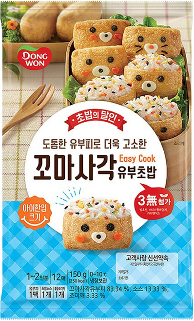 동원 도톰한 유부피 꼬마사각 유부초밥, 150g, 3개