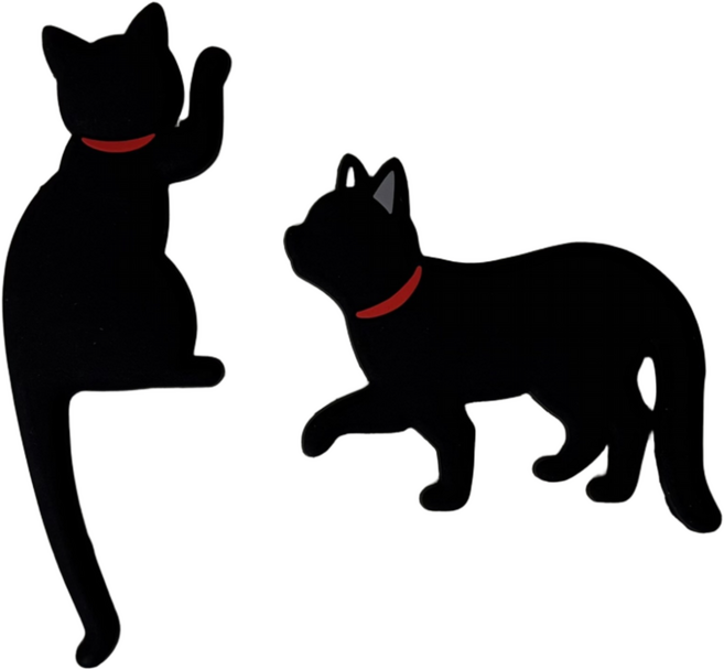 고양이 현관문 냉장고 마그네틱 자석 후크, 1개, 블랙 2종