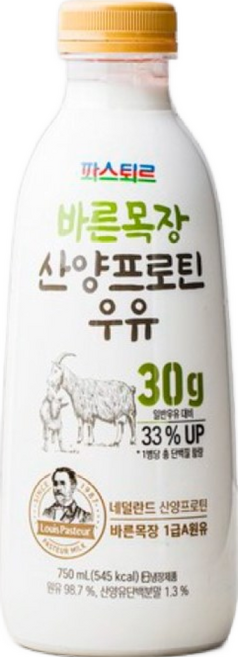 파스퇴르 바른목장 산양프로틴 우유 750ml, 2개