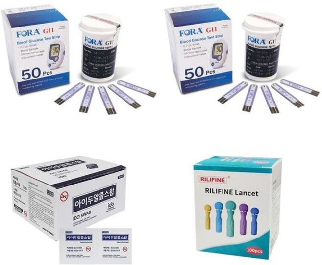 FORA G11 포라혈당시험지 (혈당시험지100매+침100+알콜솜100) 당뇨검사지 혈당측정 검사지 [본사출고]