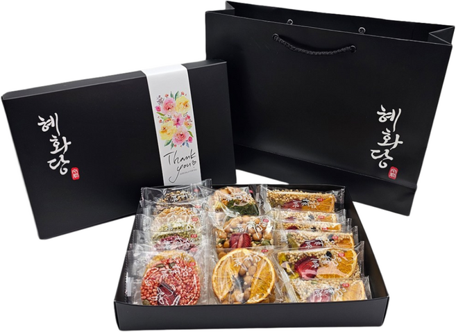 혜화당 강정 오란다 종합선물세트 쇼핑백, 520g, 1개, 선택1. 종합선물세트 1호, 기본 포장+보자기 포장 추가