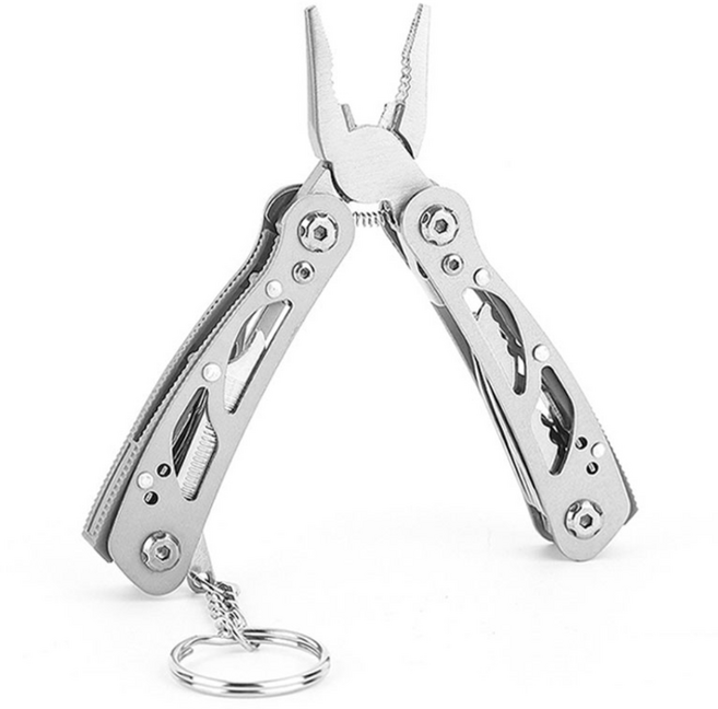 우이지아 휴대용 멀티툴 다용도 캠핑 작업도구 자전거 공구 맥가이버칼, 실버, 1개