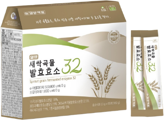새싹곡물 발효효소 32 3g x 60포 15종곡물효소 귀리식이섬유 17종유산균, 1개