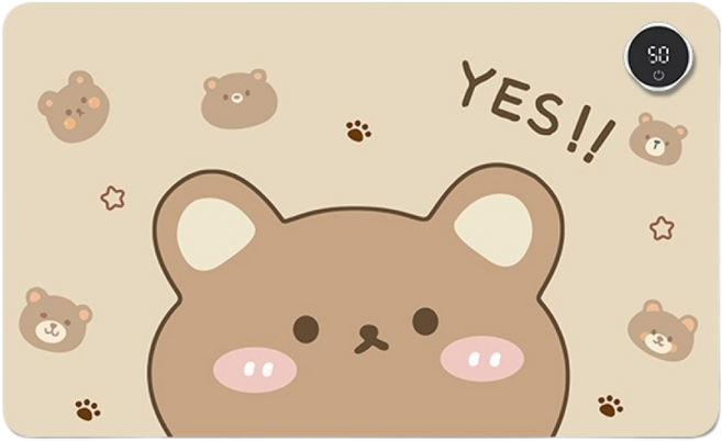 ANYOU 스마트 온열 마우스패드 3단계 온도조절 디스플레이 테이블 매트 60*36cm, 1개, A2노란색