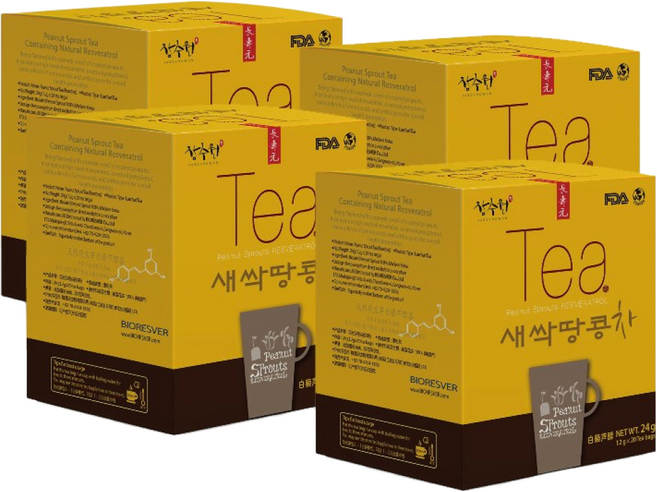 새싹땅콩차 티백형 (1.2g x 20개입 4개) 장수원 당티 땅콩새싹 땅콩나물, 1.2g, 4개