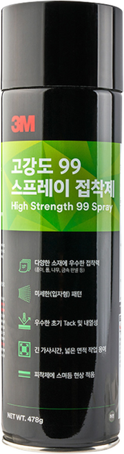 3M 고강도 99 스프레이 접착제 그래픽아트 뿌리는 본드 698ml 478g, 1개, M0027_3M 99 고강도스프레이접착제 478g