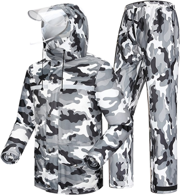 나노방수원단 비옷 상하의세트 우의 낚시 등산 배달, 그레이카모, 1개