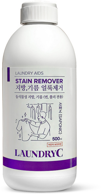 삼겹살 식용유 지우기 힘든 기름 황변 얼룩제거 세탁소 비결 런드리씨 사포닉, 1개, 500ml