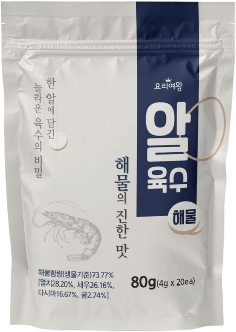 요리여왕 알육수 자연 한알 해물맛, 80g, 2개
