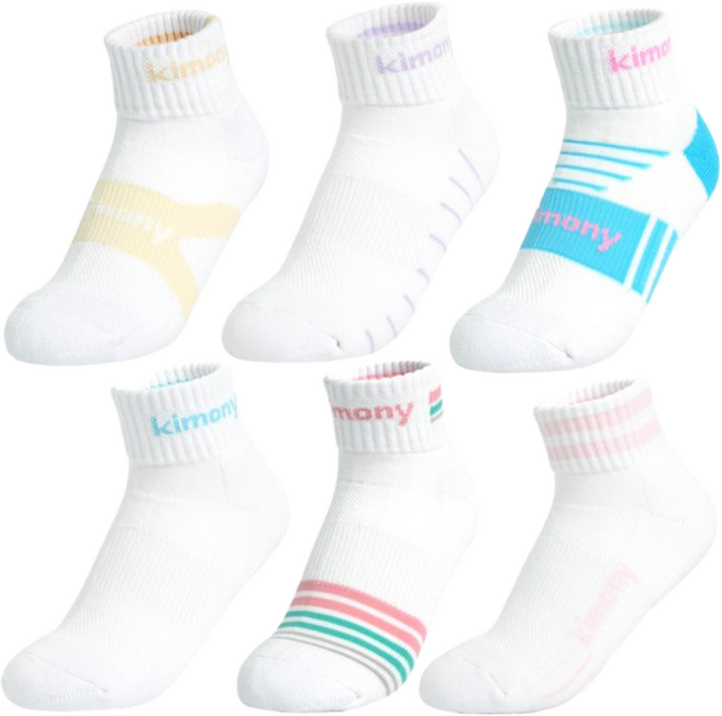 키모니 NEW 이중바닥 여자 스포츠 중목 파일양말 혼합 6족세트
