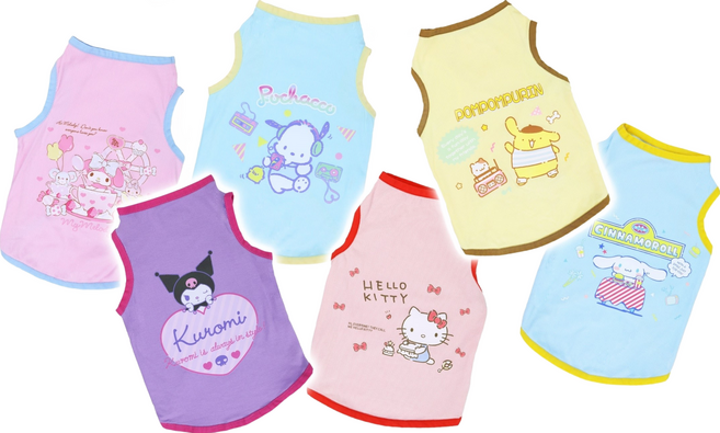 (원시인) 산리오 정품 반려동물 고양이 강아지 옷 쿠로미 새 여름 시원한 조끼 소형견, 1개, 쿠로미 - 보라색