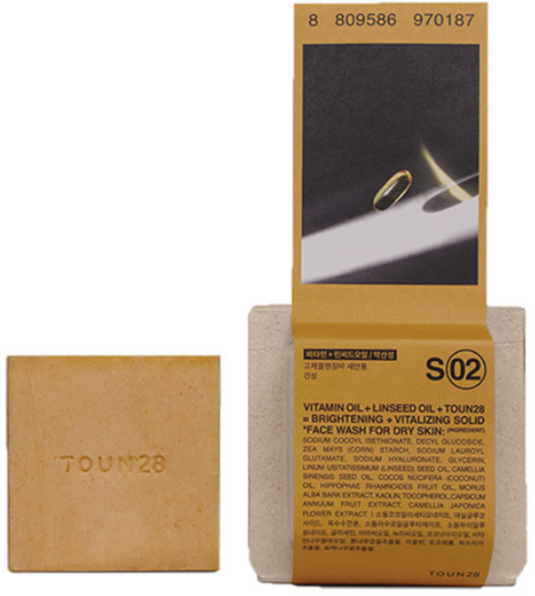 TOUN28 洗臉用S2亞麻籽油亞麻籽油弱酸性潔膚皂, 100g, 1個
