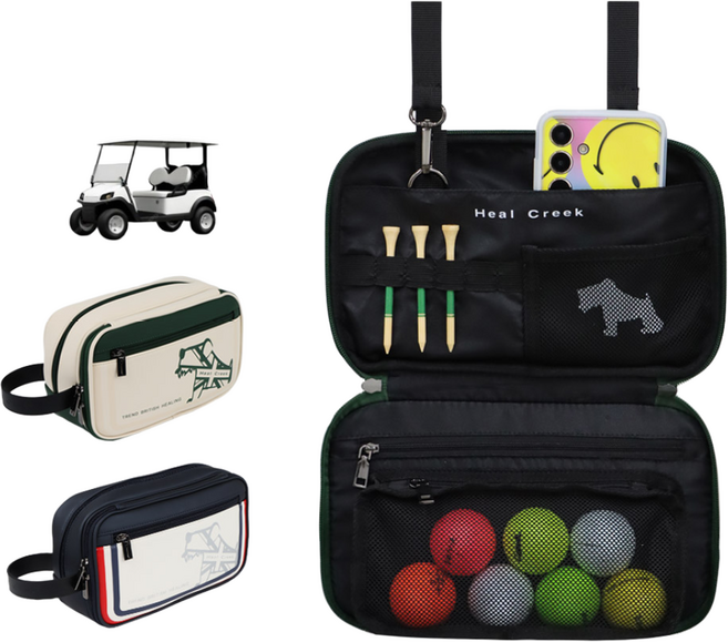 힐크릭 투지퍼 골프 카트 파우치 카트걸이 HCPO-31206, 네이비, 1개