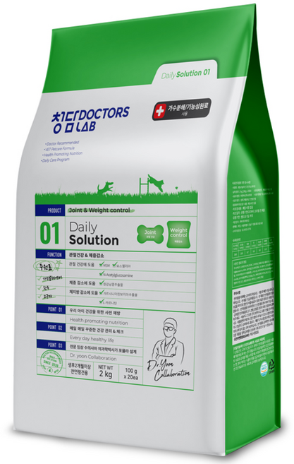 청담닥터스랩 강아지 데일리 솔루션 기능성 사료, 다이어트+관절+중성화, 2kg, 1개