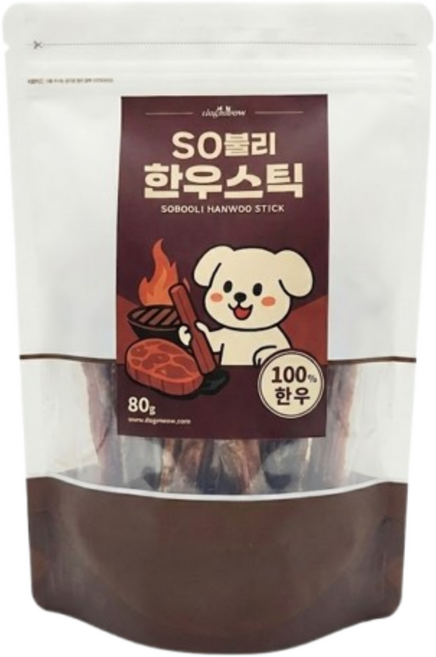 도그미우 SO불리 국산 한우 불리스틱 강아지 오래먹는 껌 치석제거 우신 스트레스 해소 천연 개껌, 80g, 1개, 소고기