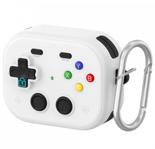 SUKI 변색방지 에어팟 TPU 케이스 조이스틱 잠금기능 분실방지, 1개, 흰색, 에어팟 4세대