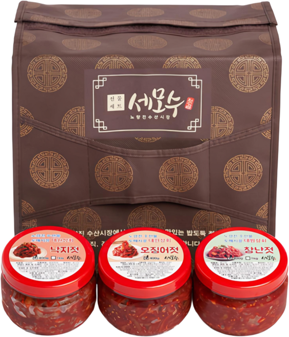 세모수 밥도둑 젓갈 3종세트, 1.2kg, 1세트