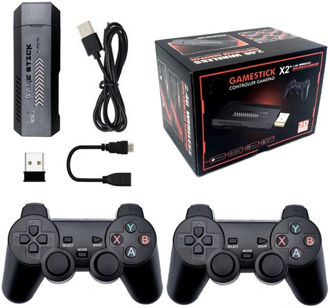 MMQ 3D 8K HD 게임스틱 라이트 + 콘트롤 게임 패드 2개입 + 64GB, M10