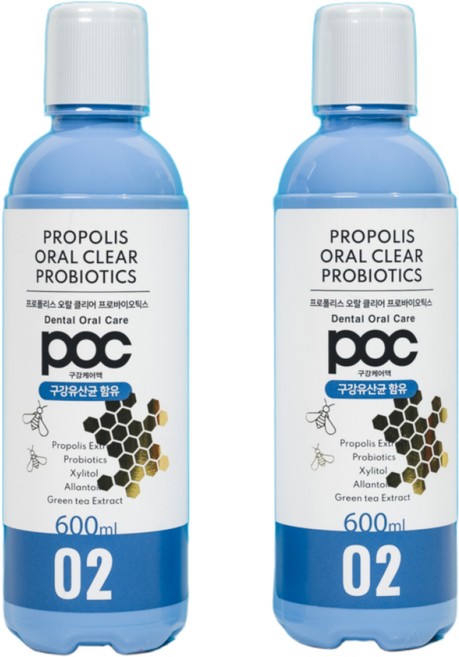 POC 프로폴리스 오랄클리어 찌꺼기 구강유산균 프로바이오틱스 가글, 600ml, 2개