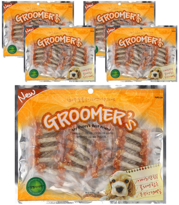 그루머스 육포 사사미 기호성 좋은 애견 강아지 영양 건강 대용량 간식, 400g, 5개, 덤벨 사사미