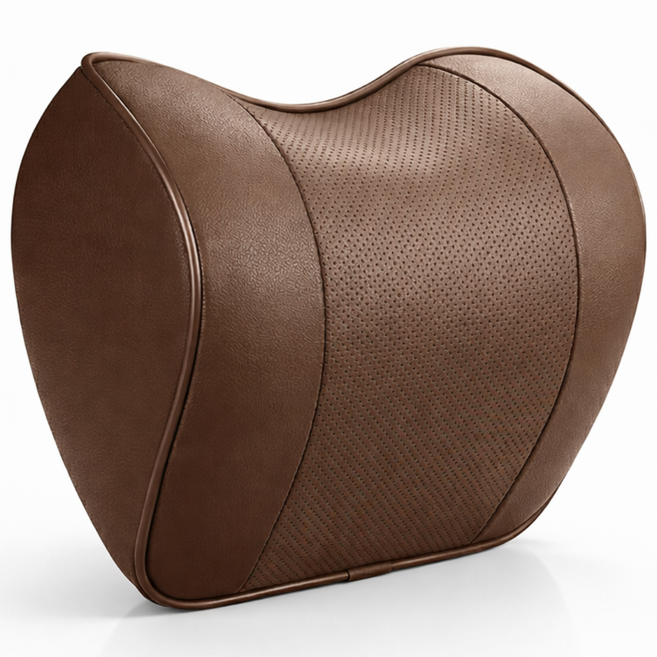 이스크라 차량용 프리미엄 목쿠션 5D메모리폼 장거리운전 차박 목베개, 1개, 커피브라운