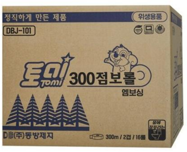 동방제지 토미 점보롤 화장지 300m 16롤 2겹 DBJ-101, 1박스