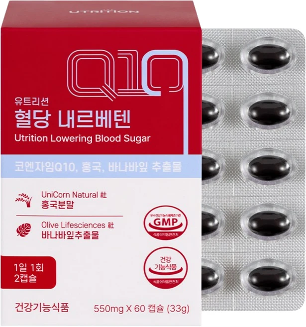 유트리션 혈당 내르베텐 홍국 바나바잎추출물 고약사 약들약, 1개, 60정 - 쿠팡