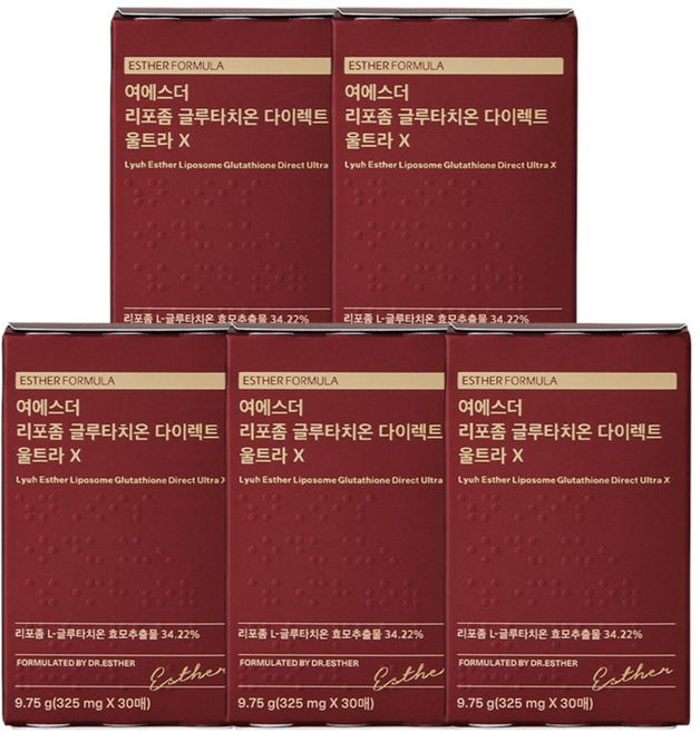 에스더포뮬러 여에스더 리포좀 글루타치온 다이렉트 울트라 X 30매 5박스 (150매), 9.75g, 5개
