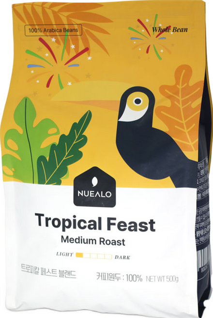 누알로 트로피칼 페스트 블랜드 에티오피아 게이샤 아리차 G1 원두커피 홀빈(분쇄안함), 1개, 500g
