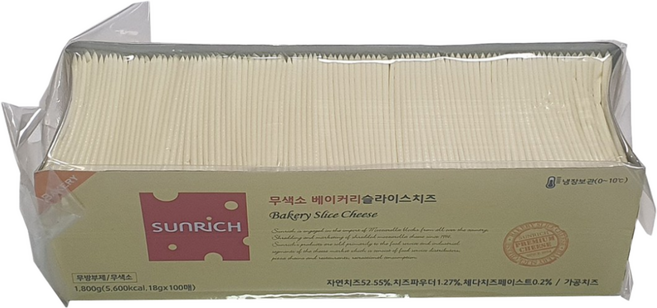 썬리취 무색소 베이커리 슬라이스치즈 100매, 1.8kg, 3개