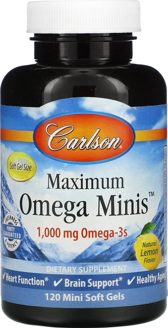 Carlson Labs Maximum Omega Minis 칼슨 랩스 오메가 미니스 1000mg 120캡슐, 1개, 120정 - 쿠팡