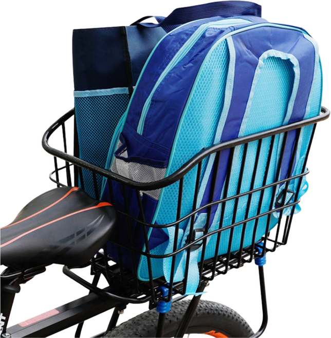 자전거 후면 뒷바구니 짐받이 바스켓 프레임 장바구니 수납함 뒷자석 바구니 G129, 블랙, 1개