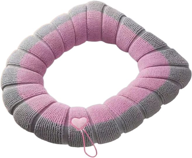 빨아쓰는 극세사 손잡이 변기 커버 시트 엉따 1+1, 2개, 꽈베기 핑크