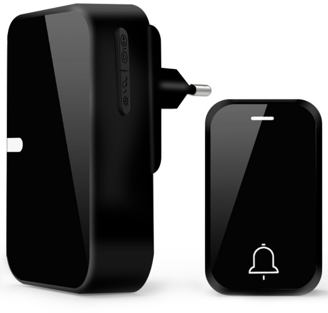 Ditwo 방수 무선 초인종 배터리 없이 자체 구동 도어벨, 블랙, 1개
