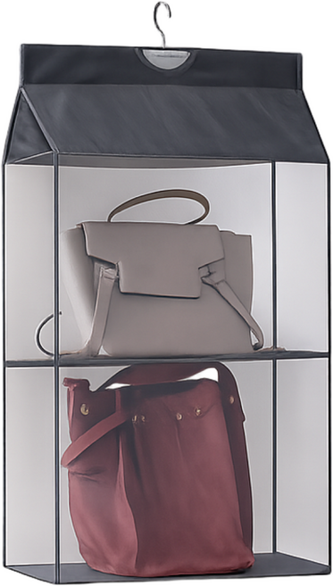 옷장걸이형 가방보관함, 1개, 그레이 2단