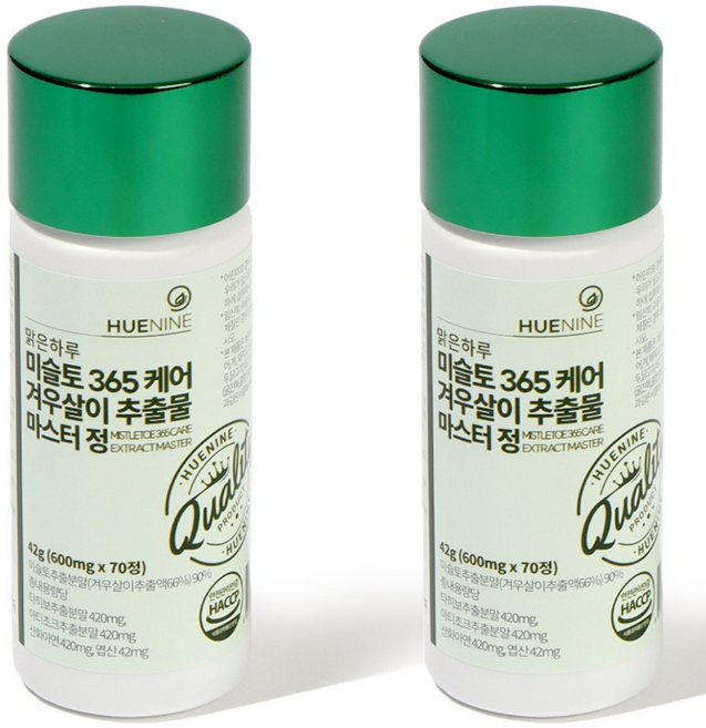 휴나인 미슬토 참나무 겨우살이 추출물 타히보 아티초크 엽산 아연 키토산 365 케어, 70정, 2개