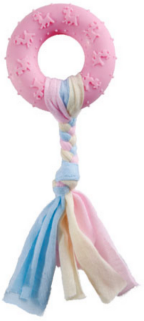 제이쿠스 강아지 터그놀이 치실로프 노즈워크 장난감 스트레스 해소, 1개, 핑크-도넛