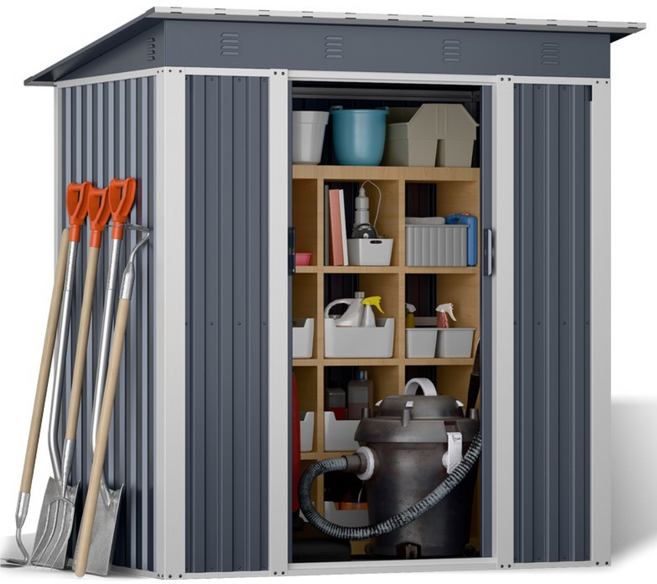 레드와이 조립식창고 6x4 슬로웁타입 플랫타입 조립이 쉬운 스틸창고 프리미엄 야외 미니 소형 이동식 간이 전원주택, 6x4 플랫형(콜드그레이)