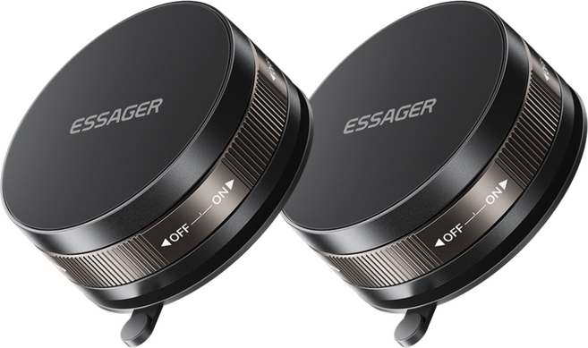 ESSAGER 맥세이프 360도 회전 접이식 진공 흡착식 차량용 거치대 전차종, 밤색, 2개