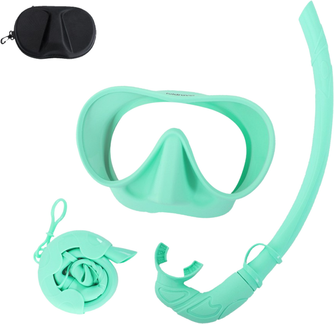 폴드래블 접는 스노쿨 스노쿨링 세트 마스크 스노클링 기어 장비, 민트