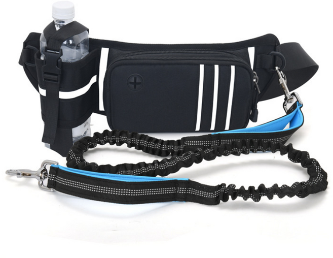 앨오앤지 강아지 산책 리드줄 힙색, 블랙, 1개