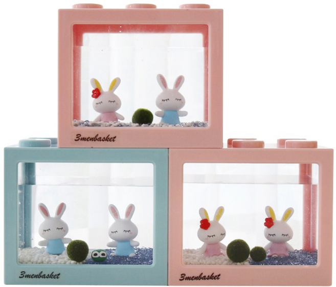 세남자바스켓 파스텔토끼 국산 마리모 키우기 DIY세트, 인디핑크_파스텔토끼 핑크+파스텔토끼 블루